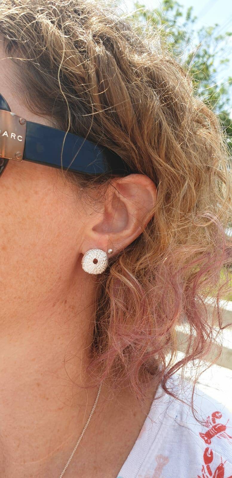 Sea urchin shell stud earrings