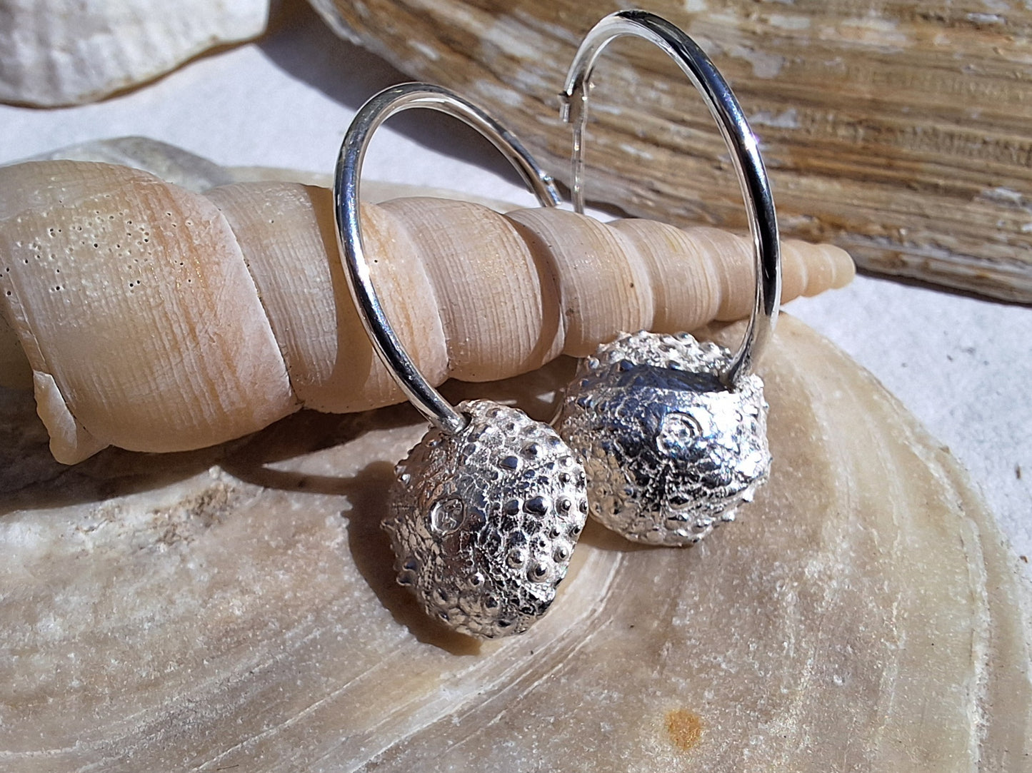 Sea urchin hoop earrings