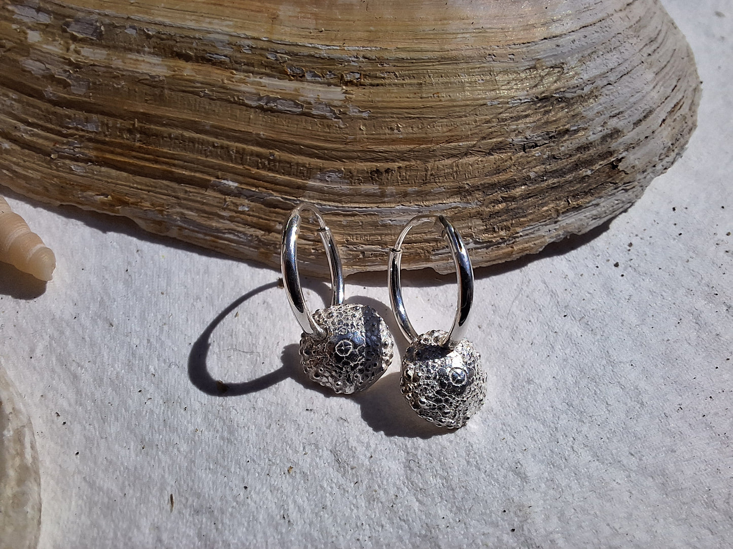 Sea urchin hoop earrings