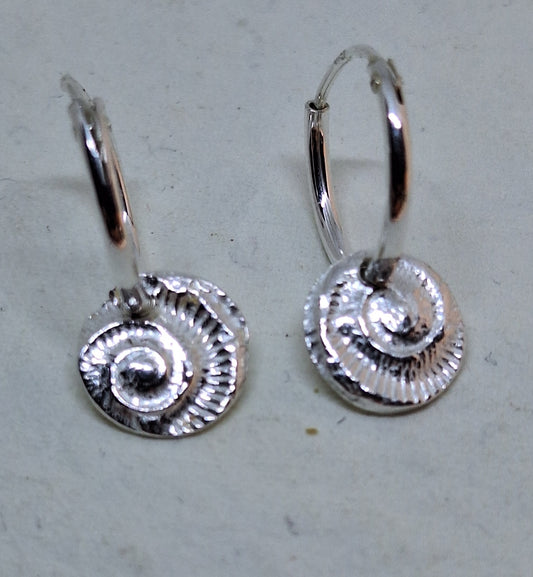 Ammonite hoop earrings